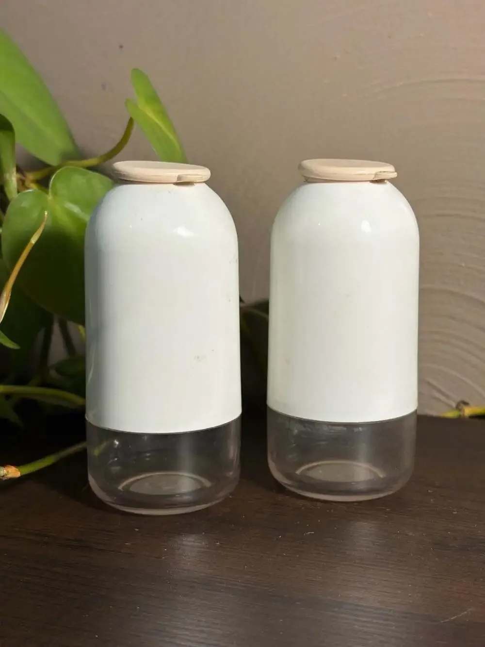 Vintage Tupperware Salt and Pepper Shakers Set, White & Clear